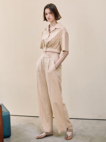 Crease Wide Pants - LOEUVRE - Modalova