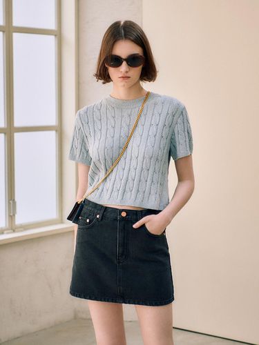 Low-waist Denim Mini Skirt - LOEUVRE - Modalova