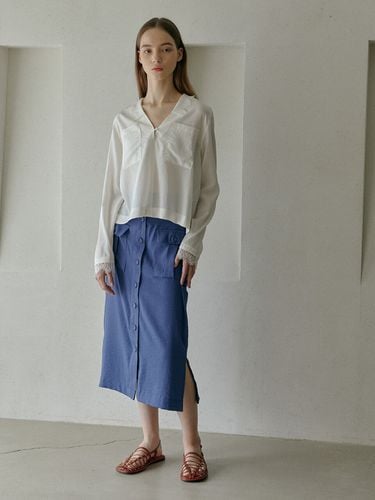 Pocket Button Skirt_Blue - molto - Modalova