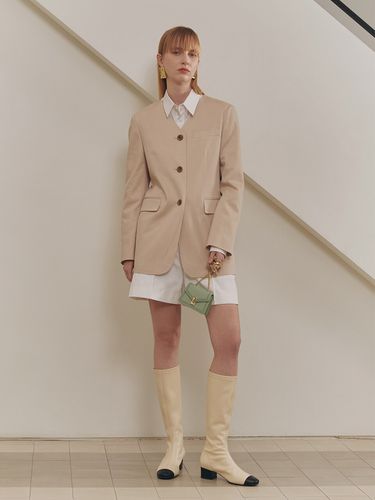 Straight Fit Not Collar Jacket_Beige - DEKAVV - Modalova