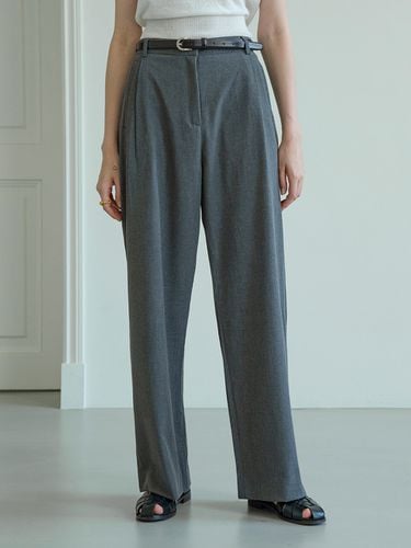 Side Banding Wide Trousers_Charcoal - Siyazu - Modalova