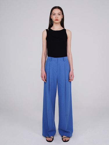 Linen-blend Wide-leg Pants_Blue - RAIVE - Modalova