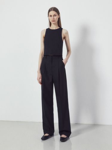 Wide Tailored Slacks Pants and Top Set_Black - RIDIFI - Modalova