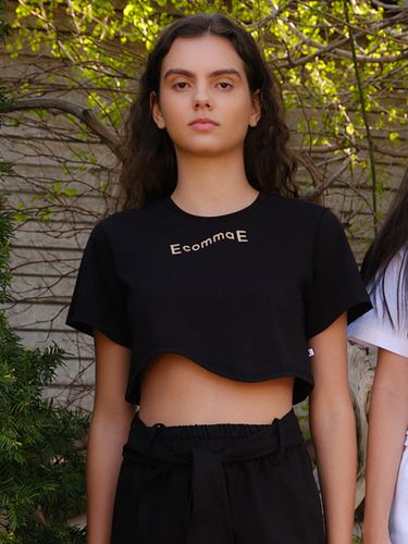 Wave Cropped Tshirt_Black - EcommaE - Modalova