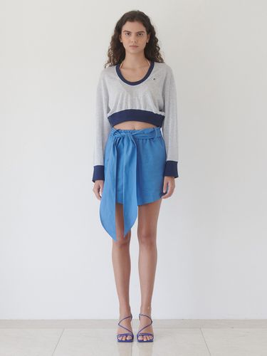 Linen Scarf Short Pants_Blue - EcommaE - Modalova