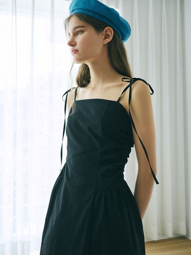 Slip Side Shirring Dress_Black - ETMON - Modalova