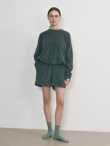 Cotton Terry Sweatshirt_Khaki Green - NEBELEVERYWEAR - Modalova