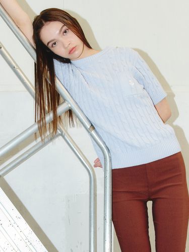 Rose Cable Knit Top_Pale Blue - ROCCI ROCCI - Modalova