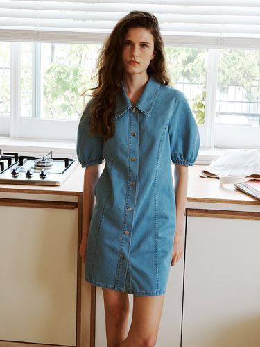 Volume Sleeve Denim Dress - FRRW - Modalova