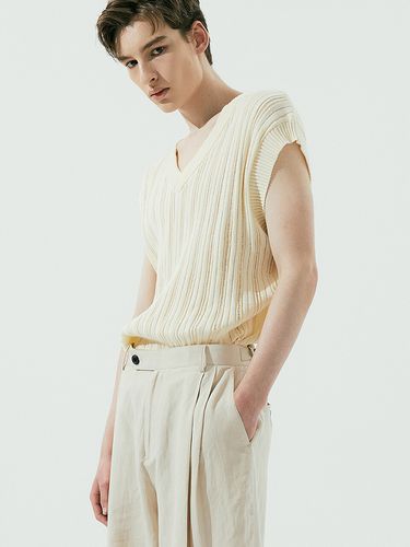 Cotton Stripe Damage Vest - NOIRER - Modalova