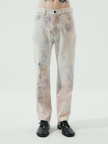 Abstract Straight Denim Pants Multi - NOIRER - Modalova