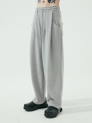 One Tuck Wide Sweatpants Gray - NOIRER - Modalova