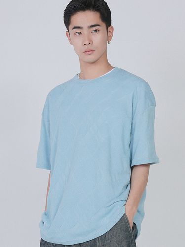 Punching Cool Knit T Shirt Blue - FANACULT - Modalova