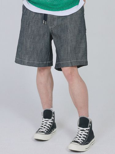 Basket Denim Short Pants Dark Blue - FANACULT - Modalova