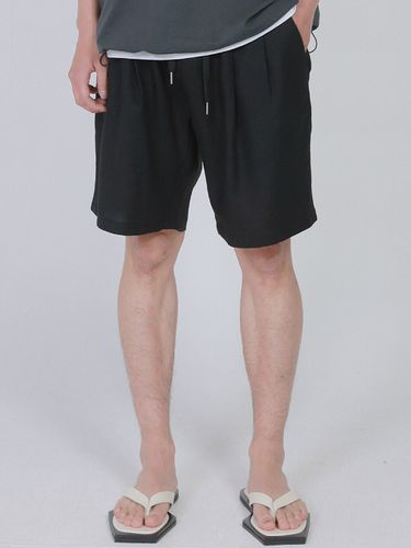 Cozy Linen Short Pants Black - FANACULT - Modalova