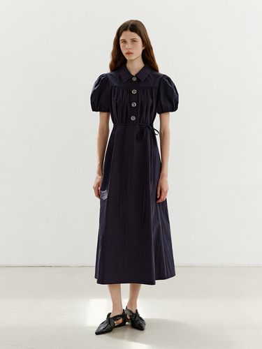 TWR Collar Button Shriring Dress_ - MOHAN - Modalova