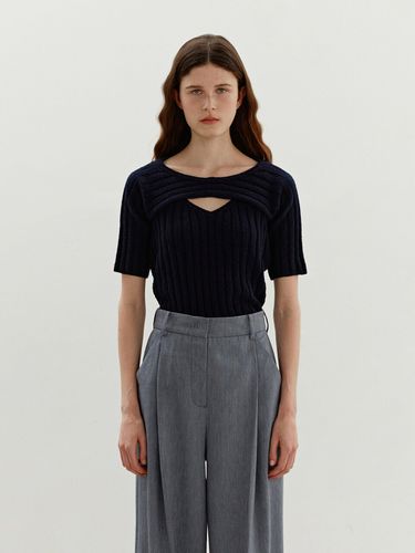 TWR Layered Bolero Ribbed Knit Set Top_Navy - MOHAN - Modalova