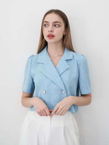 Tweed Half Jacket (Blue) - bibyseob - Modalova