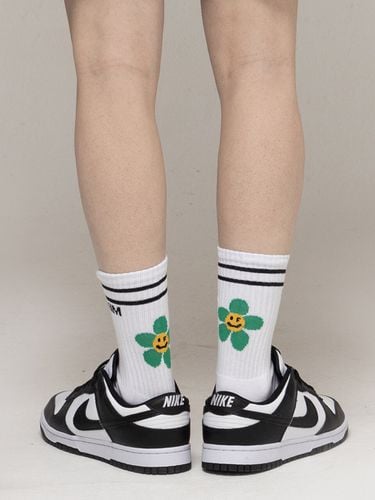 Green Flower Smile Logo Socks_White - GRAVER - Modalova