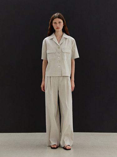 TWR Linen Two Tuck Semi Wide Pants - MOHAN - Modalova