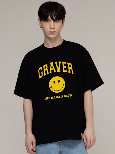 Smiley Face Arch Logo Half Sleeve T-shirt_3 Colors - GRAVER - Modalova