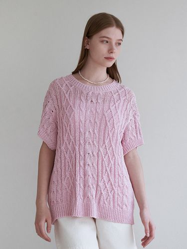 Back Point Half Sleeve Knit Top_Pink - ADAUL - Modalova