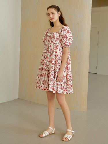 Square Floral Mini Dress_Red - RE_L - Modalova