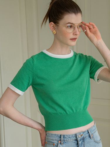 Crop Ringer Knit (Green) - Siyazu - Modalova