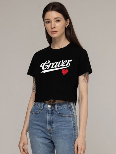 Heart Graphic Cropped Half Sleeve T-shirt_2 Colors - GRAVER - Modalova