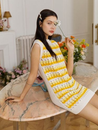 Flower Crochet Knit Dress - kotelo - Modalova