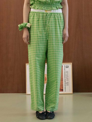 Check Banding Pants (Green) - oneninenineone - Modalova