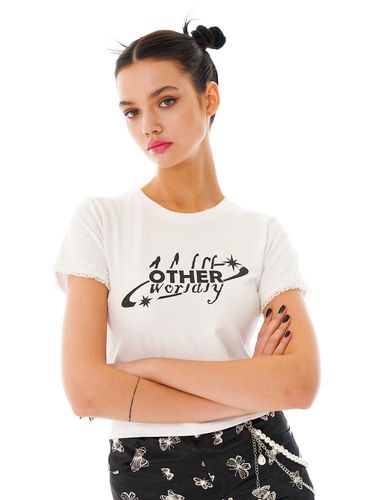 Logo Lace Crop Top (White) - OTHER-worldly - Modalova