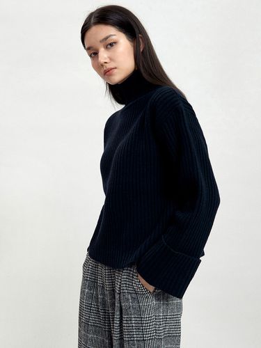 Wool Roll-up Knit_Dark Navy - octette - Modalova