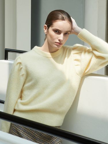 Puff Sleeve Soft Knit Top (Yellow) - octette - Modalova