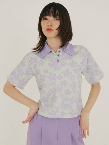 FJD Blooming Flower Collar Blouse_Purple - REORG - Modalova