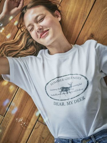 Vintage Printing Tee_ White - DEAR MY DEER - Modalova