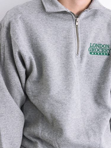 W.F.M Logo Embroidered 1/4 Zip Sweatshirt - LONDON GROCERY MARKET - Modalova