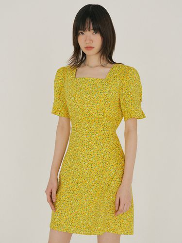 FJD Mini Flower Square Neck Dress_Yellow - REORG - Modalova