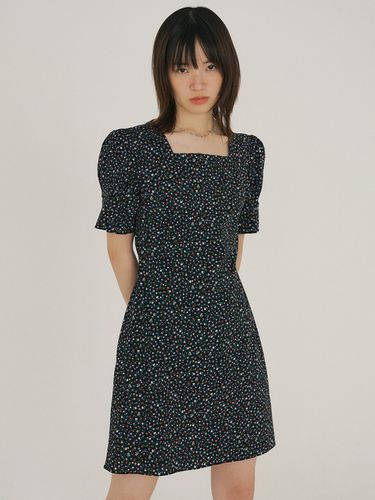 FJD Mini Flower Square Neck Dress_Black - REORG - Modalova