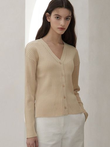 Wide Rib Knit Cardigan_Light Beige - octette - Modalova