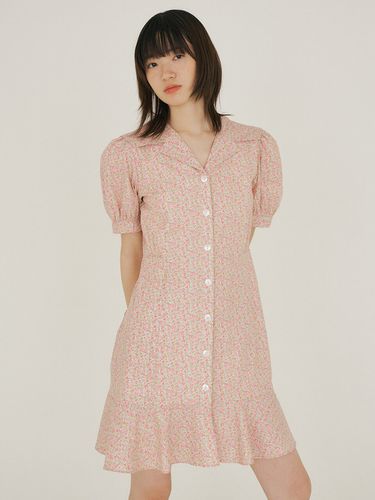 FJD Flower Square Collar Button Dress_Pink - REORG - Modalova