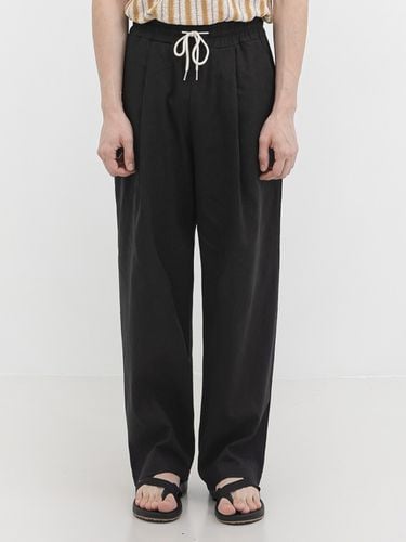 Linen Wide Banding Pants _ Black - WAAR FOR MEN - Modalova