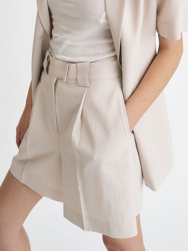 High-rise Pleated Linen Shorts - Et demain - Modalova