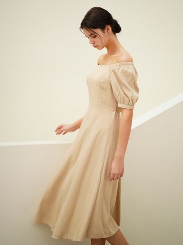 Square Neck Balloon Dress_Beige - ACUD - Modalova