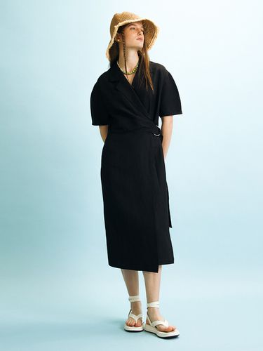 Shirred Wrap Dress_Black - Enor - Modalova