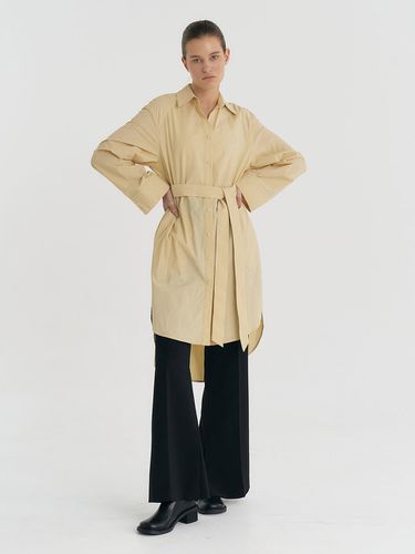 Nylon-blend Oversize Belt Shirt Dress_Light Yellow - Et demain - Modalova