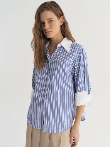 Collar Block Stripe Stitch Shirt () - Et demain - Modalova