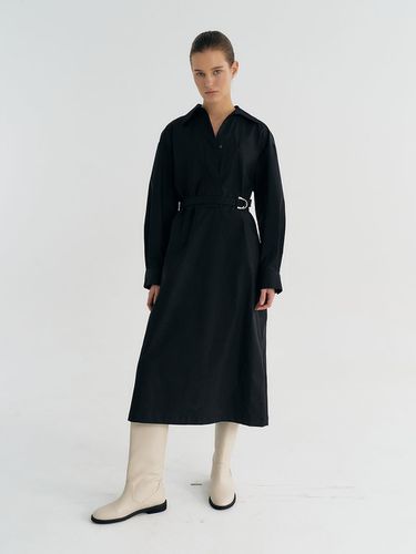 Cotton-blend Belted Shirt long Dress () - Et demain - Modalova