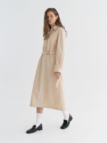 Cotton-blend Belted Shirt long Dress () - Et demain - Modalova