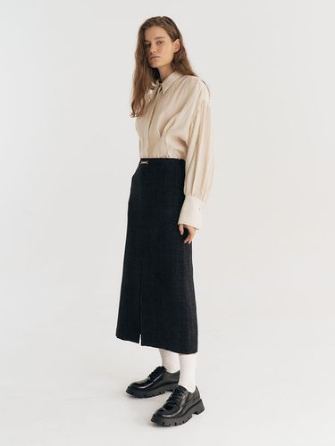 A line Tweed long Skirt (Black) - Et demain - Modalova